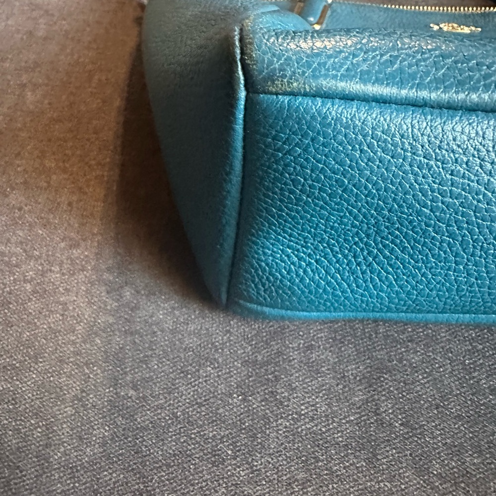Coach Teal Leather Tote - Picture 5 of 8